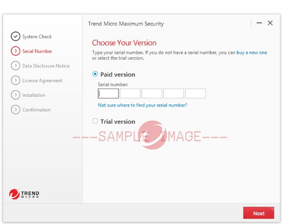 trend micro serial number check
